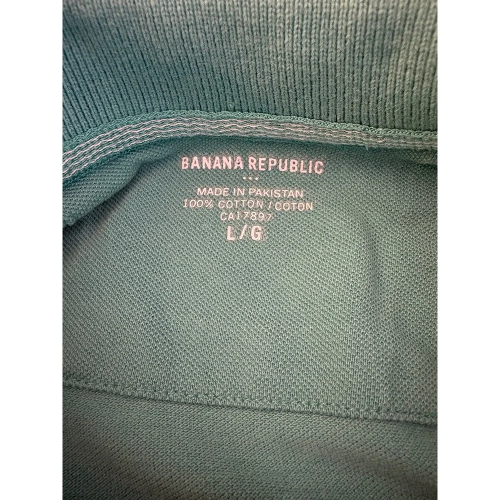 Banana Republic Green Pique Cotton Short Sleeve Preppy Elephant Logo Shirt Lg